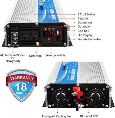 inversor puro DC12V do poder de onda do seno 3000W a AC120V com controlo a distância