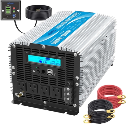 Exposição pura do inversor 12V 24V LCD da onda de seno 3000 do watt de controle remoto